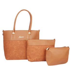 Bolso de Mano para Mujer, 3 Piezas, 223-8 - Marrón Claro - Product Image 2