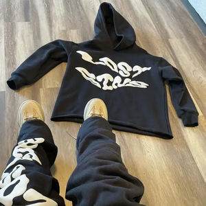 T Pantalons de survêtement évasés et ensembles de sweat à capuche Impression bouffante Survêtement empilé Pantalon de survêtement évasé Ensemble de sweat à capuche pour hommes - Product Image 3