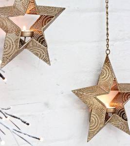 Wholesale Star Shape Metal Gold Hanging <b>Tea</b> <b>light</b> Holder For Home Decoration & Christmas Decor - Product Image 3