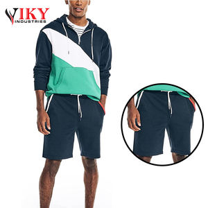 เสื้อฮู้ดแบบมีซิปครึ่งขาสั้นสำหรับผู้ชายมีสีบล็อกใส่สบาย - Product Image 6