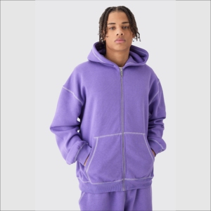 Sweat-shirts à capuche zippés en molleton de qualité supérieure, 80 % coton, 20 % polyester, vente en gros, faible MOQ, pour hommes, unis, respirants, zippés, brodés, personnalisés - Product Image 6