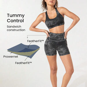 Pantalones cortos de yoga personalizados para mujer Pantalones cortos de compresión de cintura alta para gimnasio Correr Entrenamiento Pantalones cortos de fitness de secado rápido con logotipo - Product Image 3