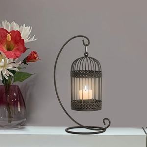 Stylish <b>Black</b> Cage Hanging Lantern Tabletop and <b>Side</b> Display Perfect for Living Room and Dining Decor Wholesale From India - Product Image 4