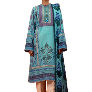 Trajes de césped de 3 piezas para mujer de Pakistán e India, venta al por mayor, más vendidos, estampado Digital, Color sólido, vestidos de césped informales de alta calidad - Product Image 1