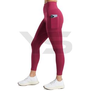 Medias de gimnasio de cintura media de alta calidad para mujer, pantalones de Yoga con logotipo personalizado, opción multicolor al por mayor para adultos, ropa de Fitness sólida - Product Image 2