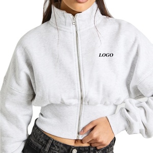 Sudadera Casual para Mujer con Cuello Alto, Cintura Ajustada, Mangas Largas para un Ajuste Cómodo y Relajado, Color Sólido y Cierre - Product Image 1