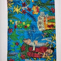Couvre-lit Kantha en coton fait main, réversible, patchwork, lavable, écologique, style bohème, pour lit Queen ou King