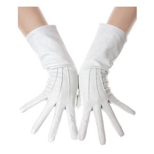 ถุงมือหนังแฟชั่นยาวปานกลางสีขาวสำหรับผู้หญิงถุงมือฤดูหนาวอบอุ่น - Product Image 1