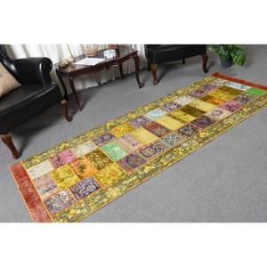 Alfombra turca clásica Vintage grande de 3,1x8,5 pies de área de lana amarilla con respaldo de látex, alfombra Rectangular de diseño de pasillo para habitación - Product Image 5
