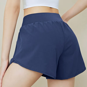 Pantalones cortos deportivos de doble capa de alta calidad para mujer, transpirables de secado rápido para entrenamiento al aire libre, informal, para correr, Yoga, ajuste teñido liso - Product Image 3