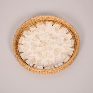 Plateaux ronds en rotin nacré meilleure qualité plateau décoratif artisanal naturel personnalisation accepter - Product Image 4