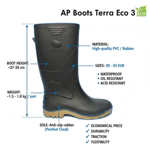 Bottes de sécurité imperméables en PVC AP Boots TERRA ECO 2 Heavy Duty - Semelle en caoutchouc noir, mode été - Product Image 1
