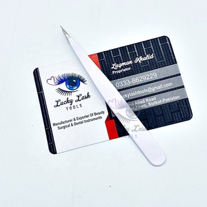 Abrazadera de Etiqueta Personalizada, Aplicador de Pestañas Puntiagudas, Extensión de Pestañas Blancas, Pinzas Inclinadas, Pinzas de Acero Inoxidable para Cejas - Product Image 4