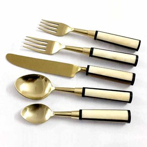 Bright Rose <b>Gold</b> Brass Handmade Colored Resin Handle Design <b>Cutlery</b> Tableware <b>Set</b> Royal Design <b>Cutlery</b> <b>Set</b> for Home - Product Image 4