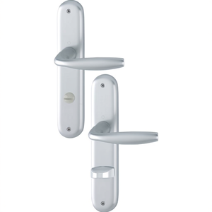 New York 1810/273P Aluminium F1 SK/OL 78 mm DIN Long <b>Plate</b> Set for <b>Door</b> Left/Right HOPPE - Product Image 3