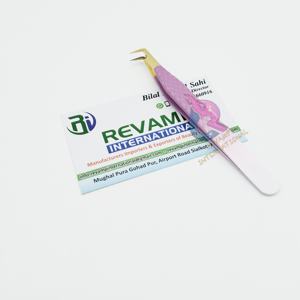 Color Ombre blanco y morado con punta dorada, mango de agarre de diamante, acero inoxidable, pinzas Voume de bota de 90 grados para extensión de pestañas - Product Image 3