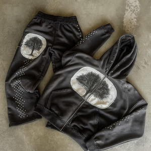 Conjunto Deportivo Unisex |   Sudadera con Capucha de Peso Medio y Pantalones Deportivos |   Conjunto de Entrenamiento para Exteriores con Cierre de Cordón |   Casual 100% Algodón - Product Image 1