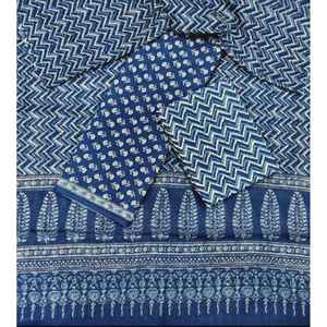 Salwar Kameez de Algodón Estampado a Mano de Jaipur con Dupatta, Vestido Indio con Bordados - Product Image 1