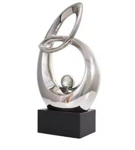 Ornement de salon moderne de style récent Sculpture en aluminium poli miroir Objets de vaisselle Sculpture décorative - Product Image 2