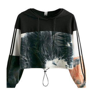 Top corto de algodón con capucha para mujer superventas logotipo personalizado diseño OEM talla grande técnica bordada abrigo recortado con capucha - Product Image 1