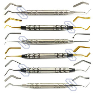 CE Approved Stainless Steel Manual Filling Instruments <b>Restorative</b> Set in Gold & Black Composite/<b>Plastic</b> Coated - Product Image 1