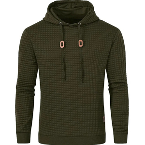 Sweat à capuche gaufré élégant pour hommes avec cordons de serrage à la mode Sweat-shirt en tricot texturé de qualité supérieure pour l'extérieur et les vêtements décontractés - Product Image 6