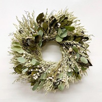 Couronne de lavande séchée MCflora en gros, anneau floral violet naturel, décoration rustique pour porte d'entrée, mur, mariage et maison