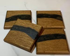 Sous-verres en bois d'acacia et résine, style américain de luxe, écologiques, fabrication artisanale, couleur personnalisée, artisanat indien. - Product Image 4