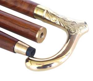 Bastón de madera con mango de latón decorativo 3 bastones plegables hechos a mano - Product Image 2