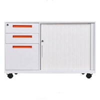 Tambour Porte Bureau Classeur En Métal avec 3 Tiroirs En Acier De Stockage Copieur Imprimante Stand Mobile Cabinet