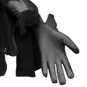 Gants d'hiver pour homme en cuir de mouton doublés de fourrure de lapin, style motard vintage, compatibles écran tactile, écologiques, pour la conduite et les activités de plein air - Product Image 1