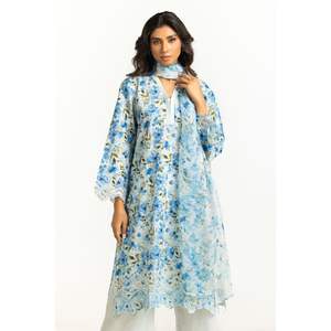 ชุดลำลองสีฟ้าอ่อน 3 ชิ้น ลายพิมพ์ สำหรับผู้หญิง เหมาะสำหรับใส่ทำงานหรือฤดูร้อน ตกแต่งด้วยกระดุม - Product Image 3