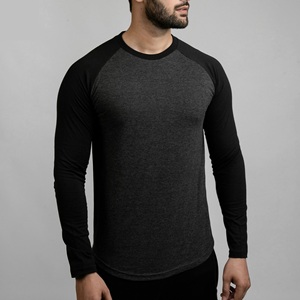 2024เสื้อยืด Raglan สำหรับผู้ชายสีดำสีดำย้อมสีพิมพ์ลายบล็อกสีดำย้อมสี - Product Image 3