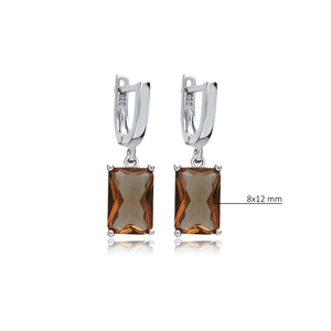 Pendiente colgante con forma rectangular de 8x12mm, piedra de sultanita, Plata de Ley 925, venta al por mayor, joyería fina turca - Product Image 2