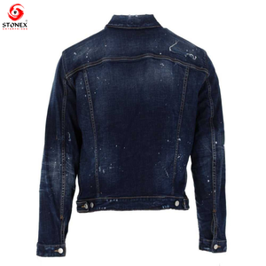 แจ็กเก็ตยีนส์สีน้ำเงินสำหรับผู้ชาย, แจ็กเก็ตยีนส์อินเทรนด์สุดเท่เสื้อโค้ทลำลองคอตั้ง2023คาวบอยรถจักรยานยนต์ - Product Image 3