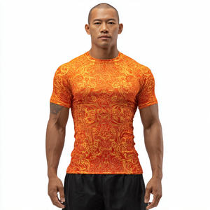 Athletic Workout Rash Guard <b>Men</b> Lightweight Quick Dry Short Sleeve Compression <b>Top</b> <b>Men's</b> 100% Polyester <b>Swim</b> Beach Shirt <b>Mens</b> - Product Image 6
