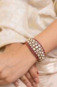 Pulsera Polki, conjunto de joyería de latón, opciones de tamaño de pulido de oro mate, joyería de moda chapada en oro 2,4 2,6 para compromisos de bodas - Product Image 2