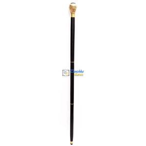 Brass Polish Handle With Black Stone Foldable Black Wooden <b>Walking</b> <b>Stick</b> <b>For</b> Old <b>Men</b> & Women Outdoor & Indoor Activities - Product Image 1