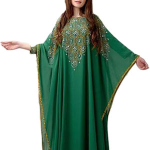 Dubai caftán marroquí modesto árabe Abaya Maxi mano con cuentas caftán fiesta desgaste vestido de boda playa elegante Jellabiya longitud del suelo - Product Image 1