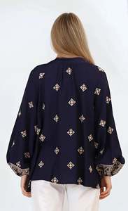 Blusa Bohemia con bordado geométrico de flores inspiradas en Color negro de nuevo diseño Camisa de estilo ucraniano de algodón puro Top - Product Image 2