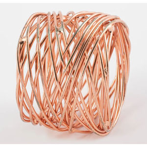 Ensemble de 4 ronds de serviette Antique Rose Gold Mesh ronds de serviette faits à la main pour Noël décor festif rond de serviette - Product Image 2