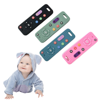 Mainan Gigitan Bayi Silikon Food Grade Bentuk Remote TV Warna-warni untuk Usia 0-24 Bulan