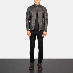 Chaqueta de Cuero Genuino Fernando para Motociclistas, Acolchada, Estilo Desgastado, Color Marrón, con Cuello Alto, Reversible y Recubierta, para Otoño, Talla XS - Product Image 3