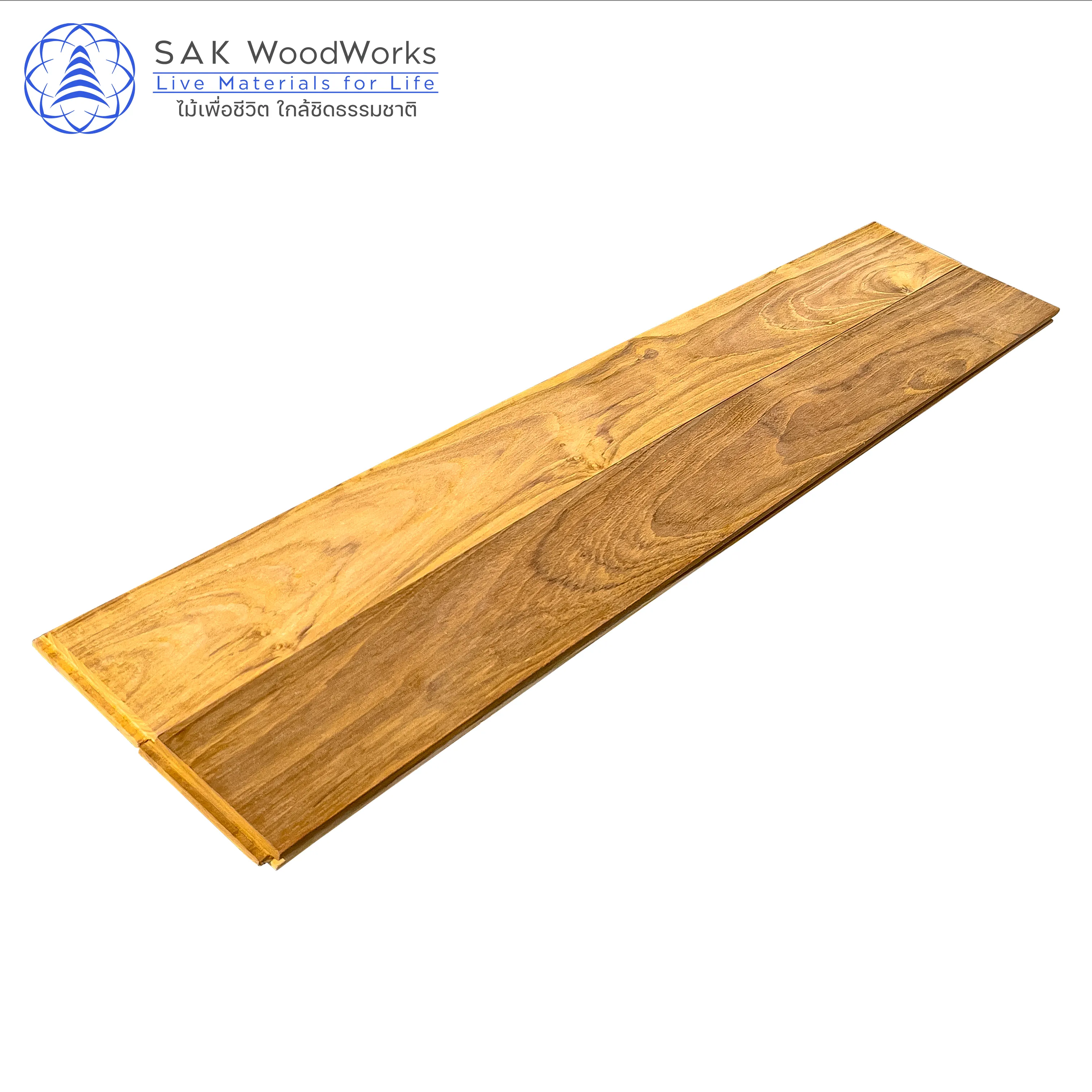 Thai Teak Parquet Boards by SAK WoodWorks 15 x 90 x 600 mm. Luxurious Golden Teak Parquet Flooring with FSC Certified