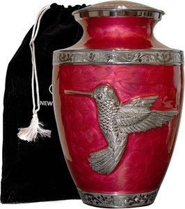 Urna de colibrí para cenizas humanas, urna de cremación funeraria grande para adultos con personalización (rojo) - Product Image 6