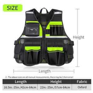 Allround Reflective Safety Tool Vest for Electricians Multi-Pockets <b>Zipper</b> <b>Heavy</b> <b>Duty</b> Workwear Outdoor Vest - Product Image 6