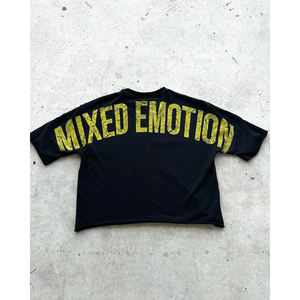 เสื้อยืดแขนสั้นผู้ชายโอเวอร์ไซส์ Y2K เสื้อผ้าแนวสตรีทไซส์ผ้าฝ้าย300กรัมแขนสั้นพอดีตัว - Product Image 4