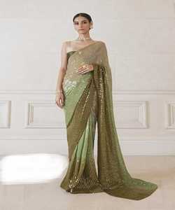 Vêtements de fête Nouveau Saree attrayant de dernier créateur avec chemisier non cousu Nettoyage à sec en machine dans un vêtement ethnique Ethnique - Product Image 5