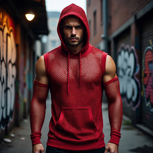 Sweat à capuche transparent en maille transparente pour hommes, sweat à capuche transparent pour hommes, musculation, entraînement, sweat à capuche transparent pour hommes - Product Image 2