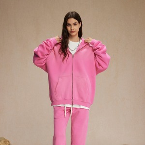 Sweat à capuche en coton vintage pour hommes, en détresse, lavé, surdimensionné, poids lourd, couleur unie, décontracté, automne et hiver - Product Image 2